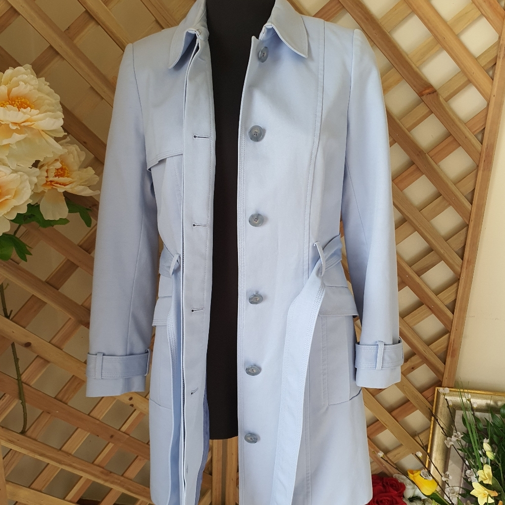 DAVID LAWRENCE | Trench Coat | Powder Blue | Size: AU 8 | Like New Condition - Picture 7 of 12